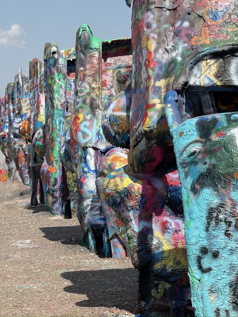 Colorful painted cars at Cadillac Ranch